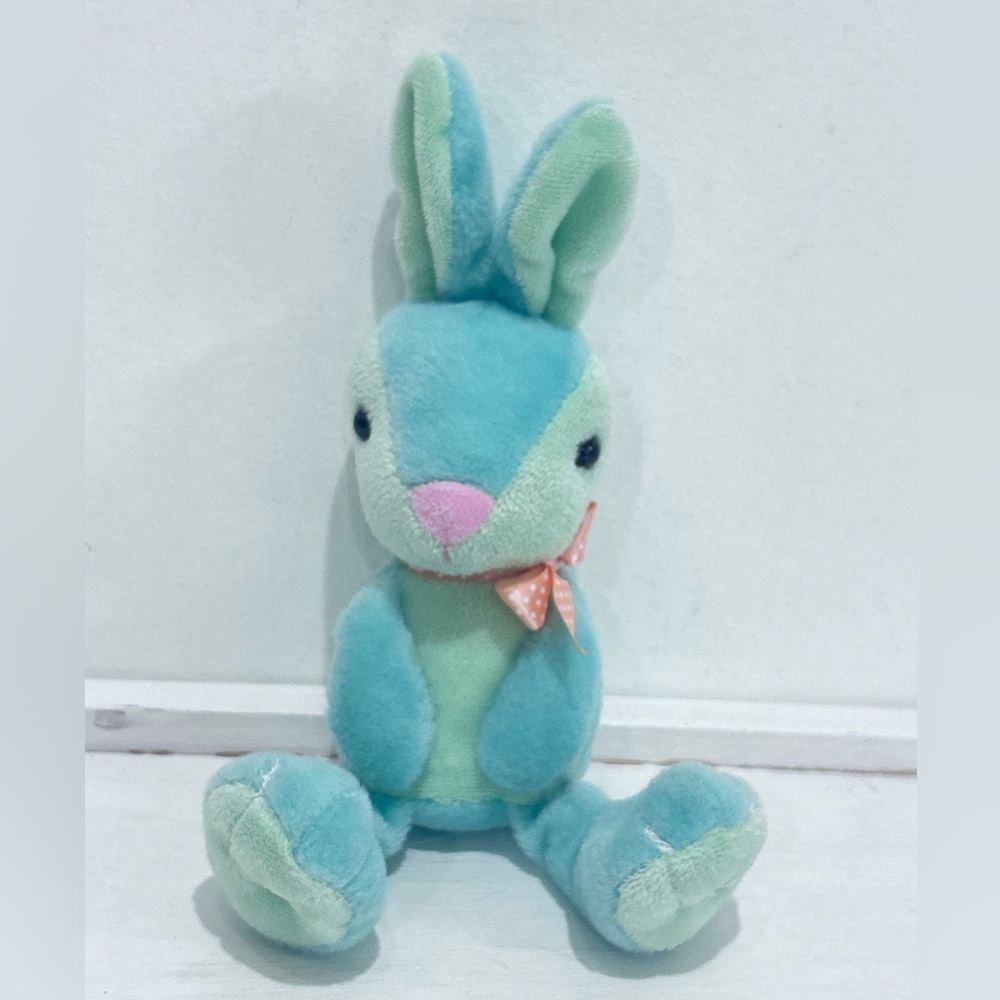 Animal Adventure 11"‎ Mint Green Bunny Rabbit Plush Easter Spring Polka-Dot Bow